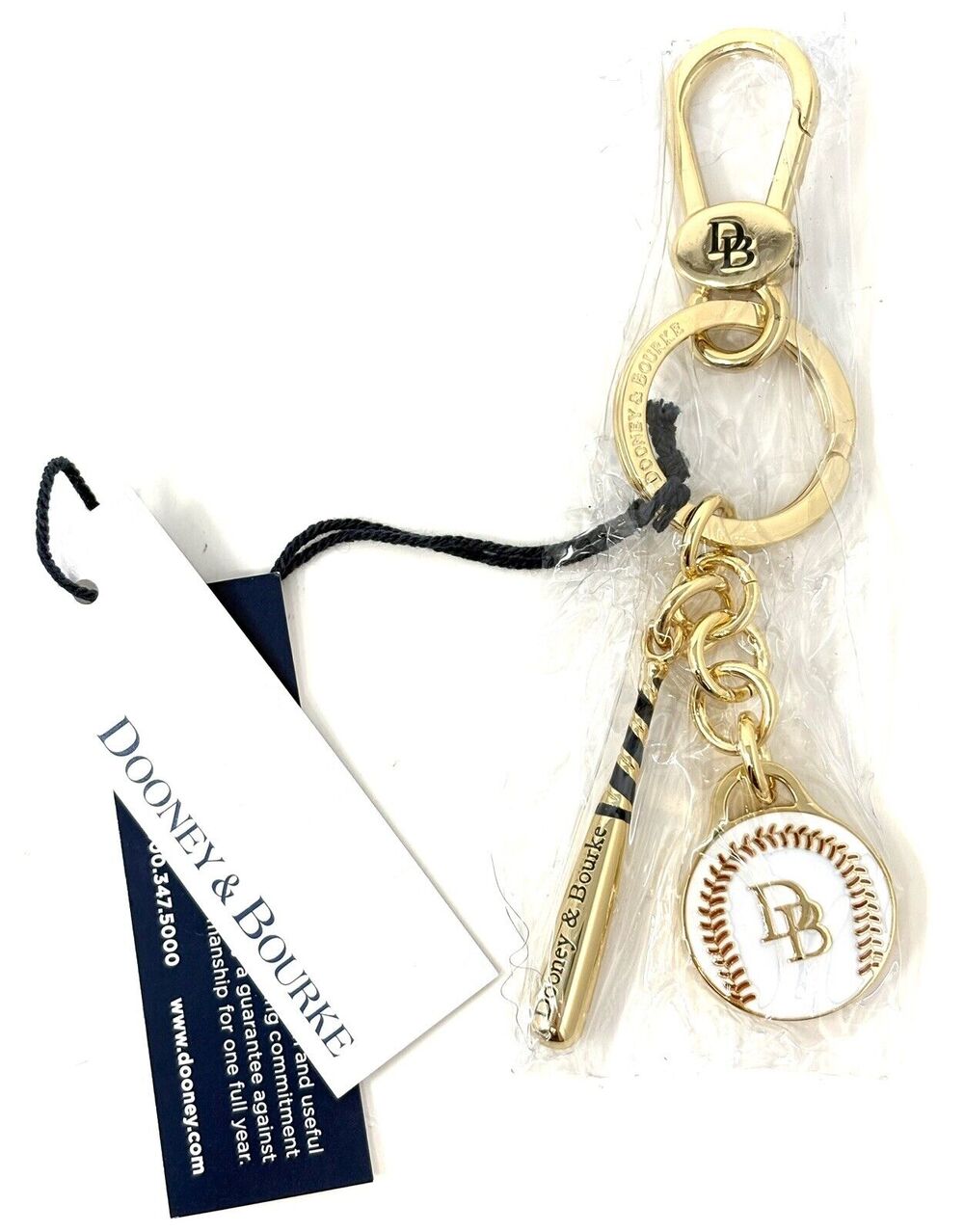 Dooney & Bourke Baseball Key Fob Keychain Bag Charm Gold NWT Accessory Ball Bat